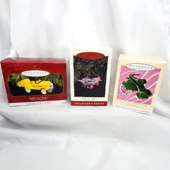 VTG Hallmark Keepsake Ornaments Lot Of 8 Vintage Die Cast Vehicles & Airplanes - Picture 3 of 8
